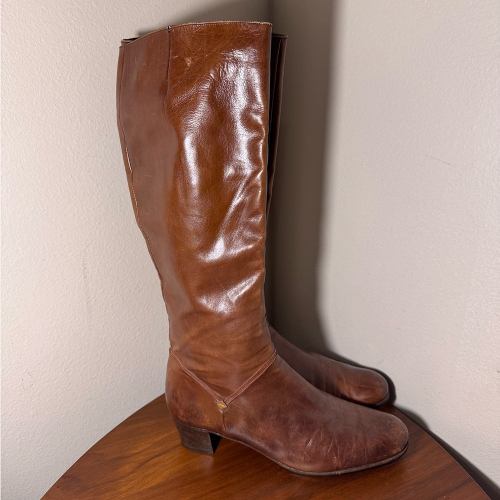 Vintage Ferragamo Leather Riding Boots Size 10B